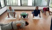 Amid crisis, JD-S MLAs de-stress with yoga