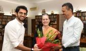 Aaditya invites Sonia, Manmohan to Uddhav swearing-in