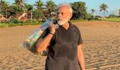 PM Modi goes 'plogging' on Mahabalipuram beach