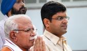 Khattar takes oath as Haryana CM, Dushyant as Dy CM