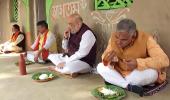 Amit Shah treated to Bengali dishes at farmer's house