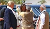 Trumps try spinning charkha at Sabarmati