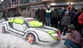 PHOTOS: Kashmiri youth builds car out of snow