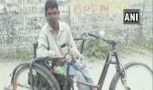 Differently-abled beggar distributes rations and masks