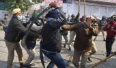 Tension at Singhu as 'locals' clash with farmers