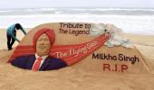 On Puri beach, a tribute to Milkha Singh