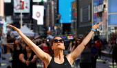 Over 3,000 people perform Yoga at iconic Times Square