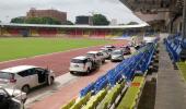 Sports track turned into parking lot for Maha netas