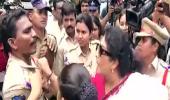 Renuka Chowdhury holds cop by his collar, booked