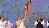 Modi sounds poll bugle in Himachal, literally