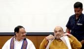 Shah, Nadda meet BJP brass, ministers over 144 seats