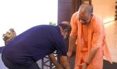 SEE: Rajinikanth meets Yogi, touches his feet