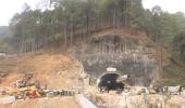 Safety cover being laid for rescue team inside tunnel