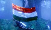 A Tiranga Hoisted Underwater!