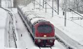 A Train Chugs Along In The Kashmir Snow