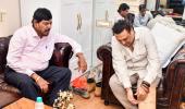 Govinda Shows Minister His Injured Leg