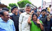 Naidu Uses A JCB To Meet Flood Affected