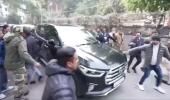 Kejriwal's car attacked: AAP; It hit people, says BJP