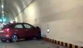 Speeding car crashes in Mumbai coastal road tunnel