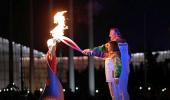 Tretyak, Rodnina light flame at Sochi opening ceremony