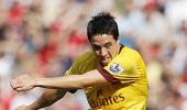 Arsenal's Nasri out for a month after knee surgery