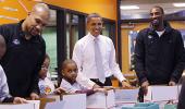 Obama takes LA Lakers to community service project