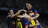 PHOTOS: Messi header rescues Barca, English clubs stutter