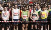 Security, black ribbons for Boston at London Marathon