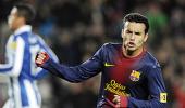 Barca's Pedro sidelined for 10 days with calf injury