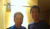 Indian football star Gouramangi Singh meets Tendulkar at MI practice