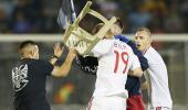 In Pix: Drone stunt causes brawl; Serbia-Albania match abandoned