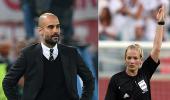 Guardiola faces ban for making physical contact with female official