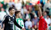 La Liga: Ronaldo sent off as late Bale penalty hands Real victory