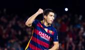 La Liga: Suarez makes history as Barca thrash Gijon