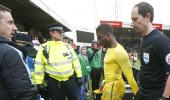 Villa's Richards gets in heated argument with fans