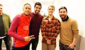 Justin Bieber trains with Neymar at FC Barcelona