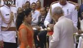 Olympians Sakshi, Karmakar receive Padma honours