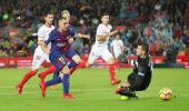 Alcacer steals limelight from Messi as Barca sink Sevilla