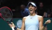 WTA Finals: Garcia stuns Wozniacki to advance, Halep out