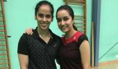 Saina teaches Shraddha badminton!