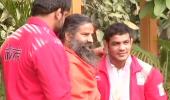 CWG champ Sushil Kumar meets Baba Ramdev on return from Gold Coast