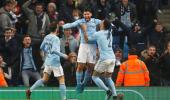 League Cup PIX: City get advantage after Aguero heads last-gasp winner