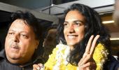 PHOTOS: World champ Sindhu returns to hero's welcome