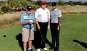 US President Trump tees off with Woods, Nicklaus