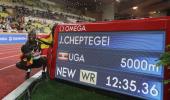 Cheptegei breaks 5,000m record on athletics' return