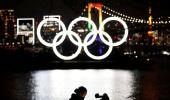 PIX: Olympic rings illuminated on return to Tokyo Bay