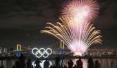 PICS: Fireworks, Olympic rings monument light up Tokyo