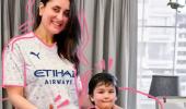 PIX: Kareena, Taimur cheer for their fav team