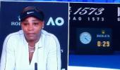 Serena breaks down at press conference