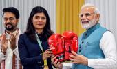 PIX: Nikhat sports PM's autograph on boxing gloves